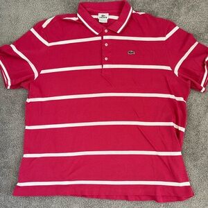 Men’s Lacoste Pink Striped Polo Size 8